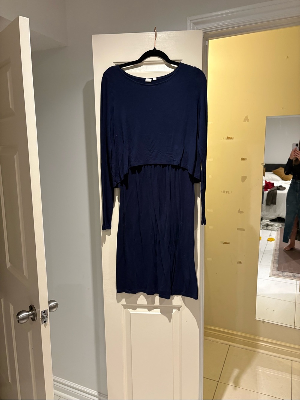 GAP maternity/nursing Navy Long Sleeve Midi Dress